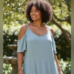 1X Elegant Blue Women's Dress